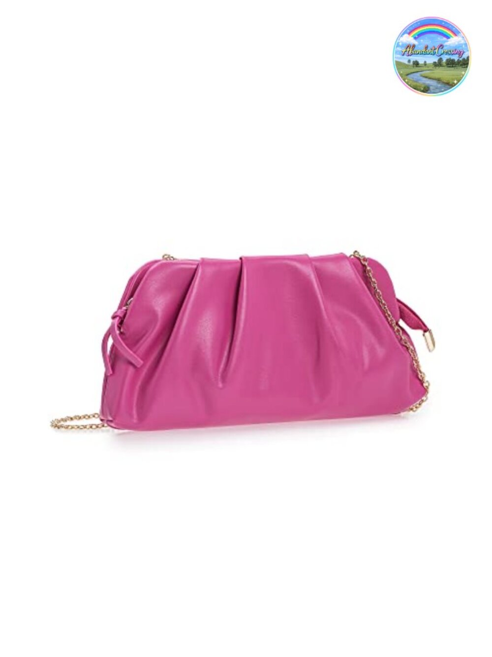 Soft Vegan Leather Pleated Clutch Evening Bag Detachable Chain Strap Women